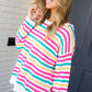 Bold & Sassy Fuchsia Multi Stripe Pullover Sweater