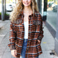 Put Together Rust Plaid & Animal Print Button Down Jacket