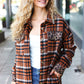 Put Together Rust Plaid & Animal Print Button Down Jacket