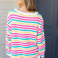 Bold & Sassy Fuchsia Multi Stripe Pullover Sweater