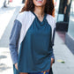 Stand Out Hunter Green V Neck Raglan Color Block Outseam Top