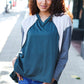 Stand Out Hunter Green V Neck Raglan Color Block Outseam Top