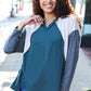 Stand Out Hunter Green V Neck Raglan Color Block Outseam Top