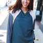 Stand Out Hunter Green V Neck Raglan Color Block Outseam Top