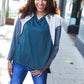 Stand Out Hunter Green V Neck Raglan Color Block Outseam Top