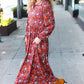 Casual Living Burgundy Floral Collared Fit & Flare Maxi Dress