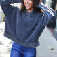 Looking Your Way Black Washed Rib Knit Cropped Sweater