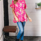 Fuchsia Floral Frill Ruffle Hem Tiered Swing Top