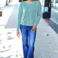 Hello Beautiful Green Rib Dolman Cropped Top