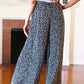 Let's Meet Up Black Animal Print Smocked Waist Palazzo Pants