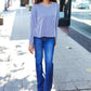 Hello Beautiful Blue Rib Dolman Sweater Top