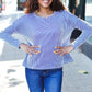 Hello Beautiful Blue Rib Dolman Sweater Top