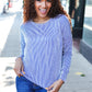 Hello Beautiful Blue Rib Dolman Sweater Top