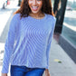 Hello Beautiful Blue Rib Dolman Sweater Top