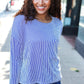 Hello Beautiful Blue Rib Dolman Sweater Top