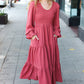 Beautiful You Lock Eyes Marsala Smocked Ruffle Sleeve Maxi Dress