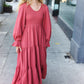 Beautiful You Lock Eyes Marsala Smocked Ruffle Sleeve Maxi Dress