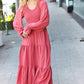 Beautiful You Lock Eyes Marsala Smocked Ruffle Sleeve Maxi Dress