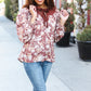 Spread Joy Taupe Floral Front Tie Elastic Long Sleeve Blouse