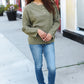 Beautiful You Moss Green Button Down Ribbed Sweater