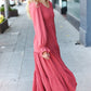 Beautiful You Lock Eyes Marsala Smocked Ruffle Sleeve Maxi Dress