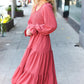 Beautiful You Lock Eyes Marsala Smocked Ruffle Sleeve Maxi Dress