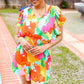 Under The Sun Abstract Floral Smocked Waist V Neck Flutter Sleeve Romper