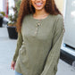 Beautiful You Moss Green Button Down Ribbed Sweater