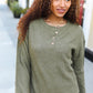 Beautiful You Moss Green Button Down Ribbed Sweater