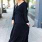 Beautiful You Black Pintuck Detail Frill V Neck Maxi Dress