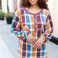 Adorable In Plaid French Terry Henley Pocket Top