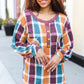 Adorable In Plaid French Terry Henley Pocket Top