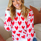 True Hearts Ivory & Red Heart Oversized Sweater