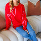 Make You Smile Red Heart Jacquard Oversized Sweater