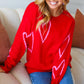 Make You Smile Red Heart Jacquard Oversized Sweater