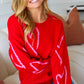 Make You Smile Red Heart Jacquard Oversized Sweater