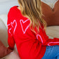 Make You Smile Red Heart Jacquard Oversized Sweater