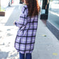 Fall Vibes Lavender Plaid Hacci Knit Open Cardigan