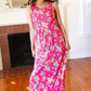 Pink Floral Print Fit and Flare Sleeveless Maxi Dress