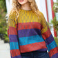 Take All of Me Mustard & Cerulean Stripe Oversized Sweater