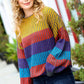 Take All of Me Mustard & Cerulean Stripe Oversized Sweater