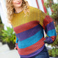 Take All of Me Mustard & Cerulean Stripe Oversized Sweater