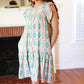 Mint Geo Boho Print Yoke Poplin Woven Dress