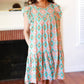 Mint Geo Boho Print Yoke Poplin Woven Dress