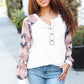 Casual Living Cream Aztec Print French Terry Henley Top