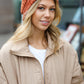 Rust Knit Velvet Chenille Fold Over Beanie