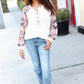 Casual Living Cream Aztec Print French Terry Henley Top