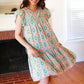 Mint Geo Boho Print Yoke Poplin Woven Dress