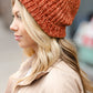 Rust Knit Velvet Chenille Fold Over Beanie