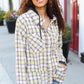 Casual Living Taupe & Yellow Plaid Two Fer Shacket Hoodie